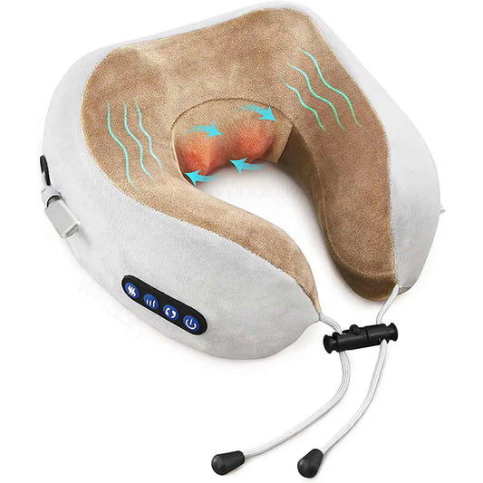 Portable U-Shape Neck Pillow Massager with Heat & Vibration